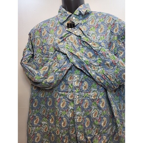 Cremieux Men’s Pearl Snap Shirt XL Multicolor Paisley Premium Denim Long Sleeve - Picture 3 of 8